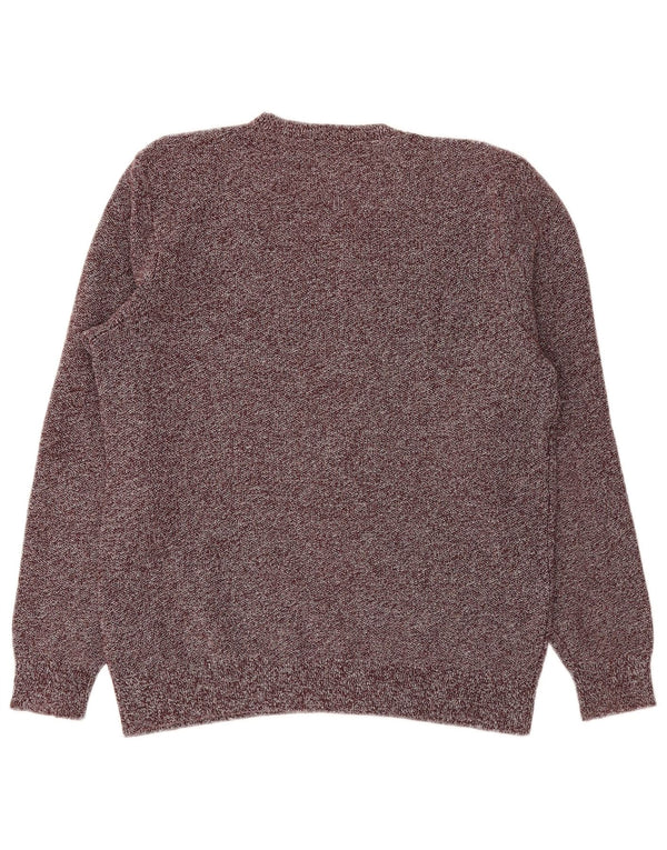 Cos Mens Crew Neck Jumper Sweater Medium Burgundy Flecked Linen