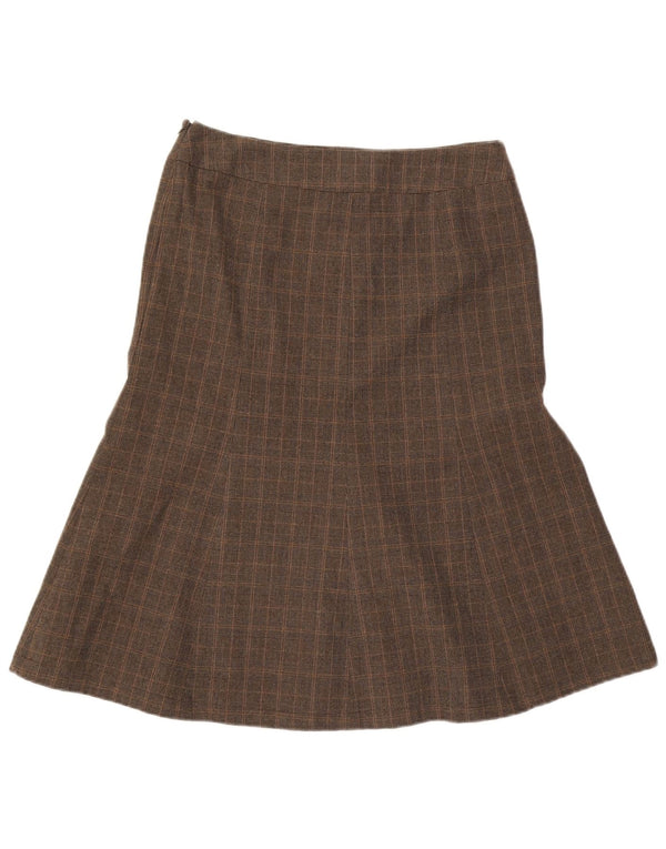 East Womens A-Line Skirt UK 12 Medium W30 Brown Plaid Polyester