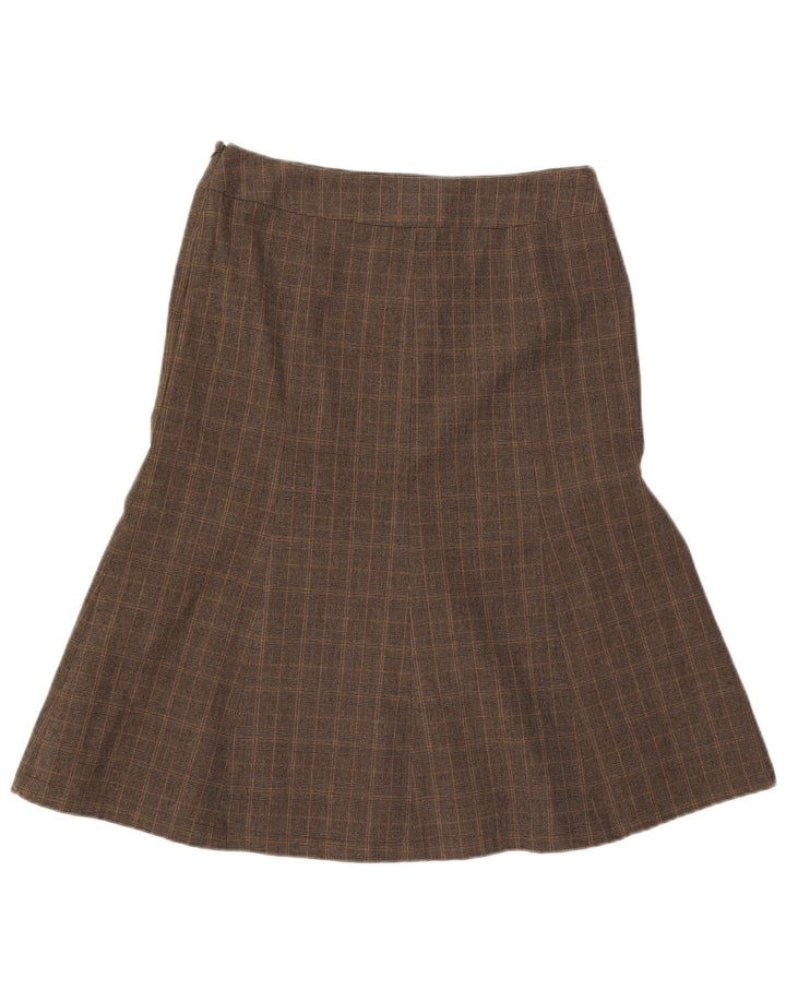 East Womens A-Line Skirt UK 12 Medium W30 Brown Plaid Polyester