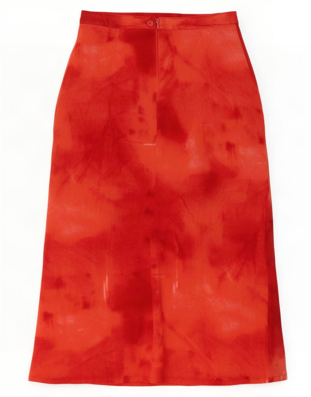 Vintage Womens Midi Skirt IT 42 Medium W26 Red Tie Dye Polyester