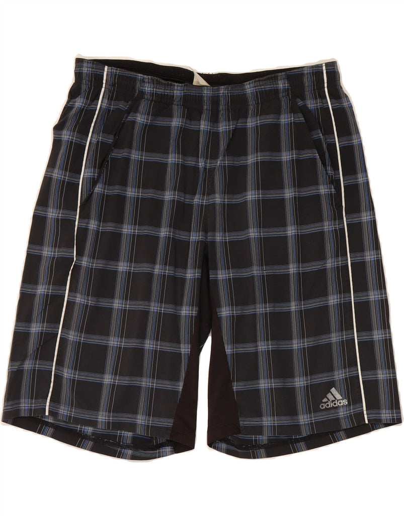 ADIDAS Mens Sport Shorts Medium Black Check Vintage Adidas and Second-Hand Adidas from Messina Hembry 