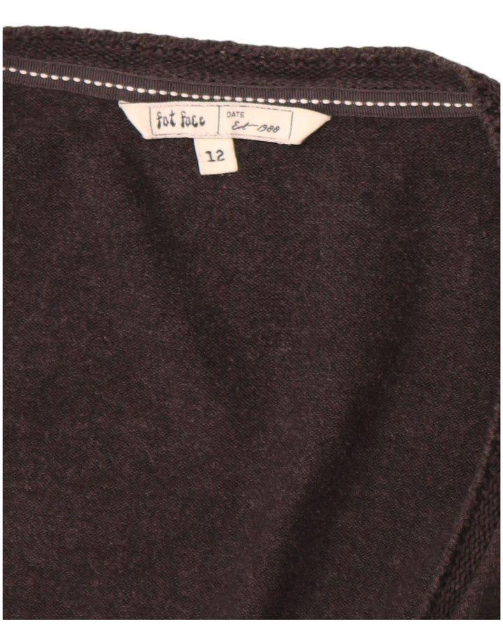 Fat Face Womens Longline Short Sleeve Cardigan Sweater UK 12 Medium Grey