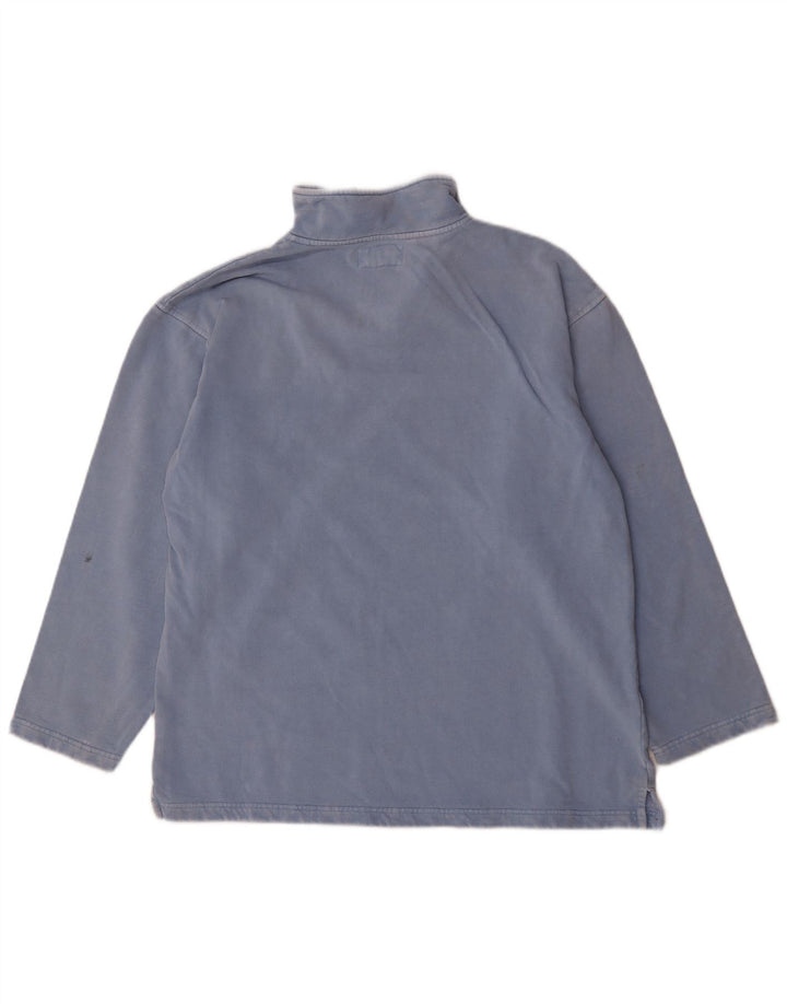 Weird Fish Mens Zip Neck Sweatshirt Jumper Medium Blue Cotton