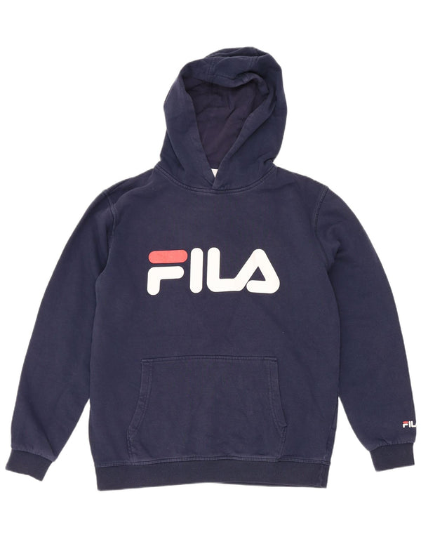 Fila Boys Graphic Hoodie Jumper 13-14 Years Navy Blue Cotton