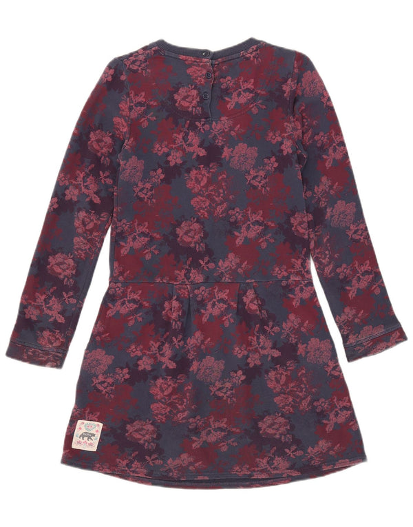 Fat Face Girls Long Sleeve Basic Dress 10-11 Years Navy Blue Floral Cotton