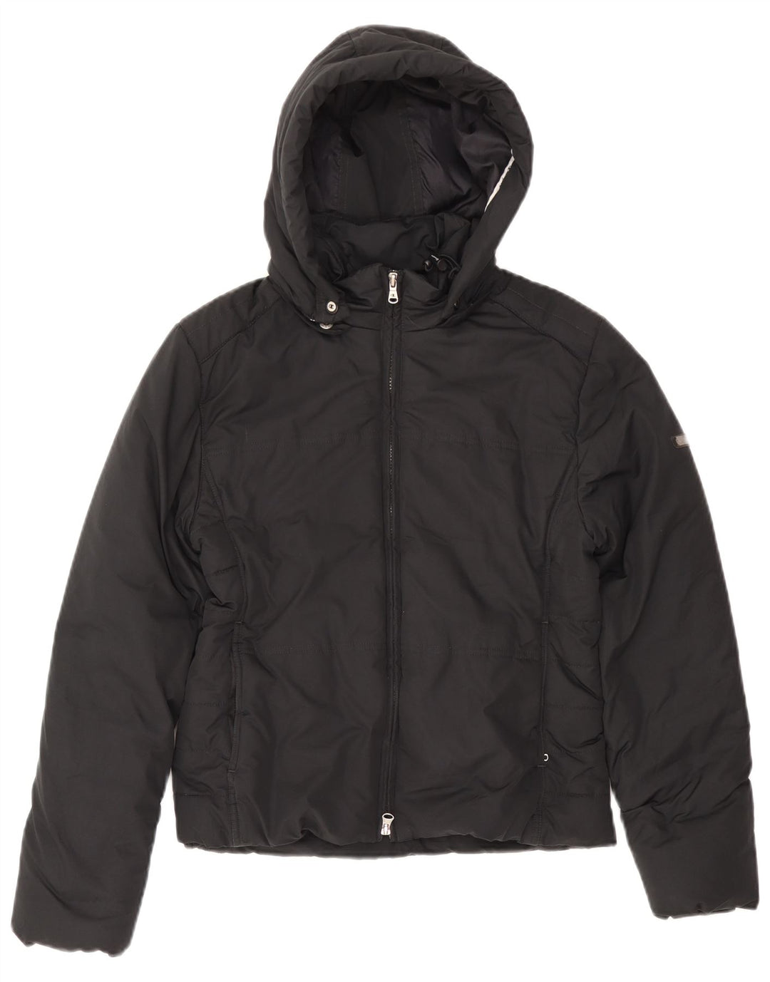 CHAMPION Womens Hooded Padded Jacket UK 14 Medium Black Polyester