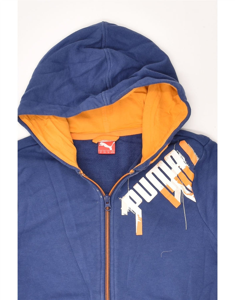 PUMA Boys Graphic Zip Hoodie Sweater  9-10 Years Blue Cotton | Vintage Puma | Thrift | Second-Hand Puma | Used Clothing | Messina Hembry 