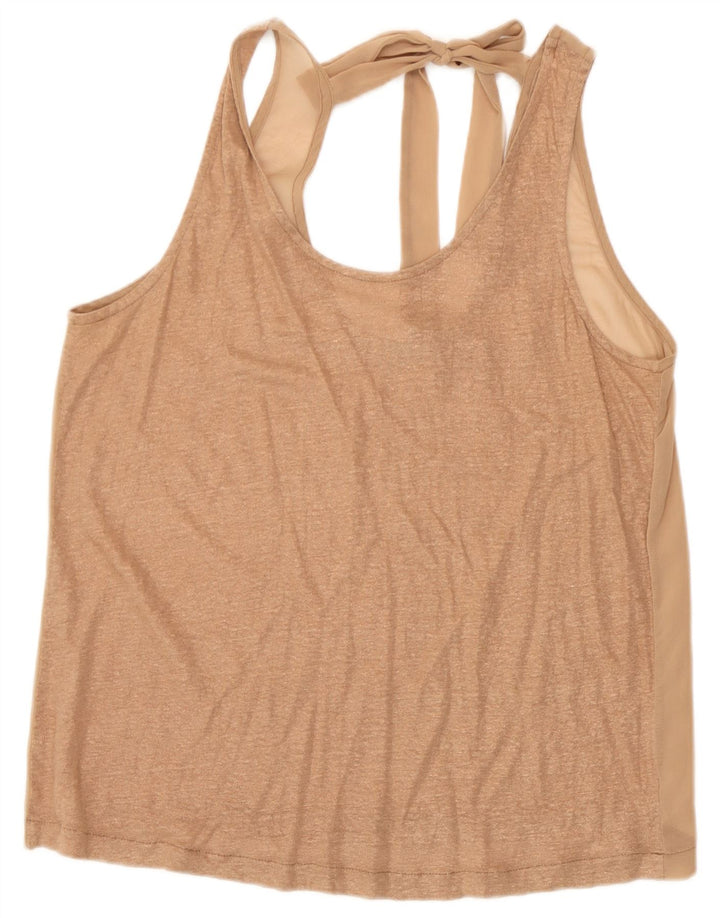 Benetton Womens Vest Top UK 12 Medium Beige Linen