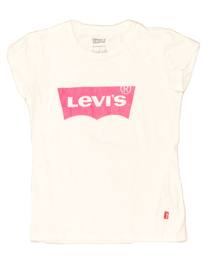 LEVI'S Girls Graphic T-Shirt Top 8-9 Years Small White Cotton | Vintage Levi's | Thrift | Second-Hand Levi's | Used Clothing | Messina Hembry 