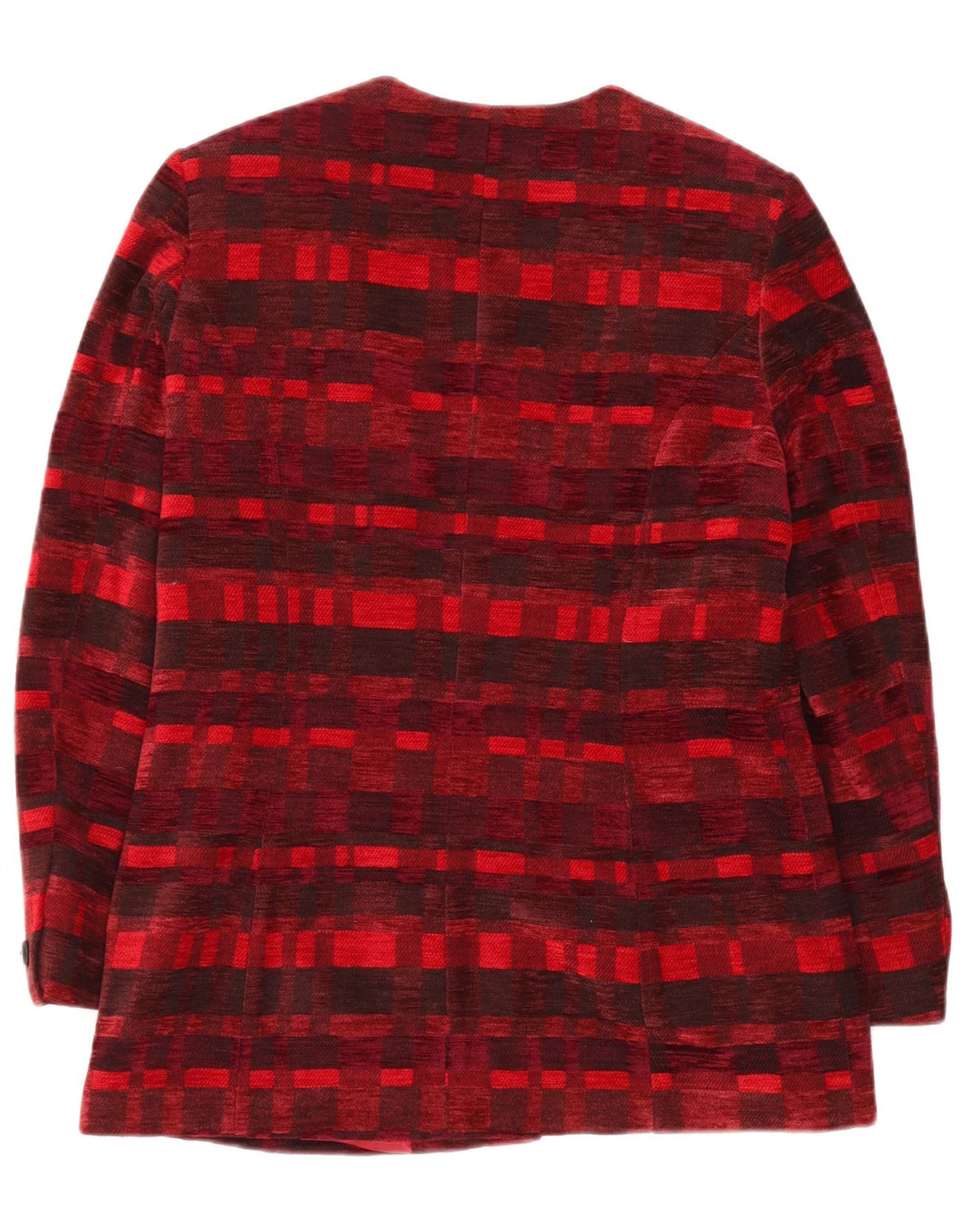 DEVERNOIS PARIS Womens 5 Button Blazer Jacket UK 12 Medium  Red Geometric