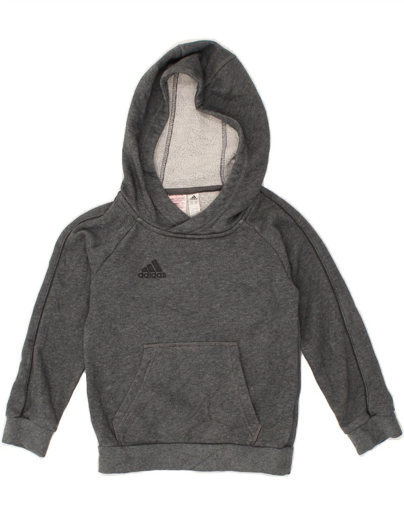 ADIDAS Boys Graphic Hoodie Jumper 5-6 Years Grey Cotton | Vintage Adidas | Thrift | Second-Hand Adidas | Used Clothing | Messina Hembry 