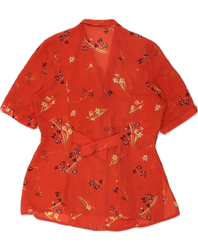 VINTAGE Womens Short Sleeve Shirt Blouse UK 14 Large Red Floral | Vintage Vintage | Thrift | Second-Hand Vintage | Used Clothing | Messina Hembry 