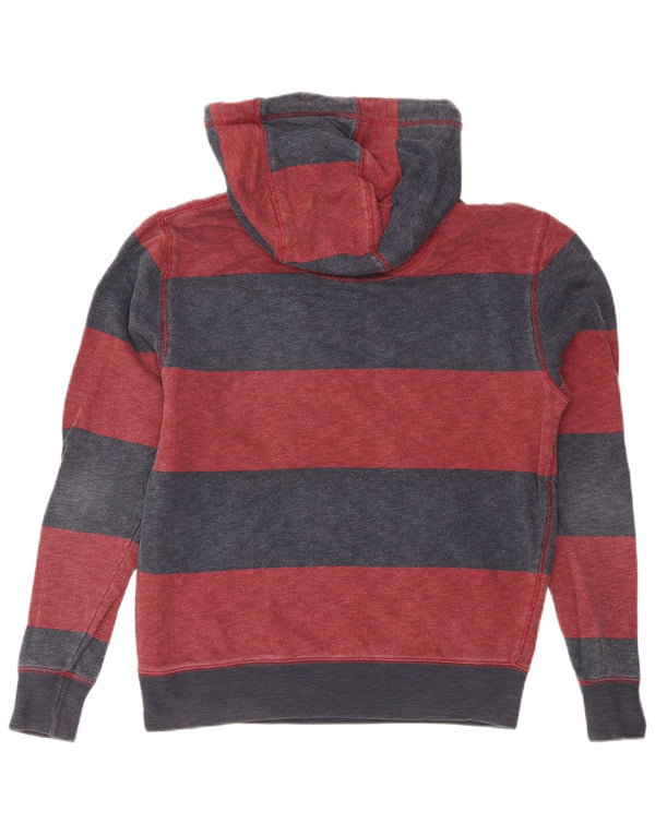 Jack Wills Mens Graphic Hoodie Jumper Small Burgundy Striped Cotton