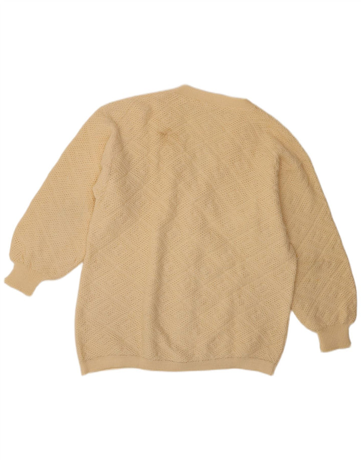 Vintage Womens Cardigan Sweater UK 20 2XL Beige