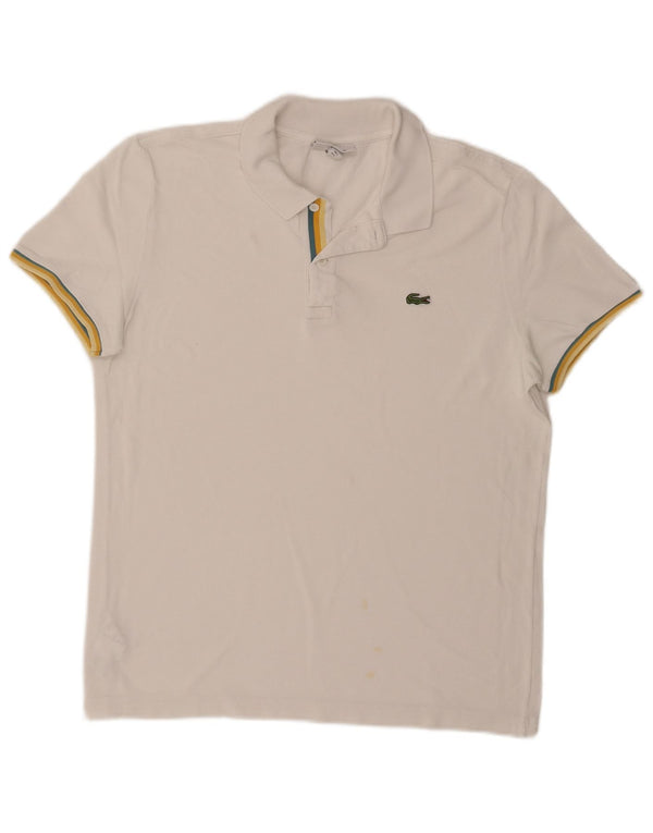 Lacoste Mens Slim Fit Polo Shirt Size 5 Large White Cotton