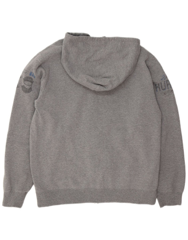 Hurley Mens Graphic Zip Hoodie Sweater Medium Grey Flecked Polyester