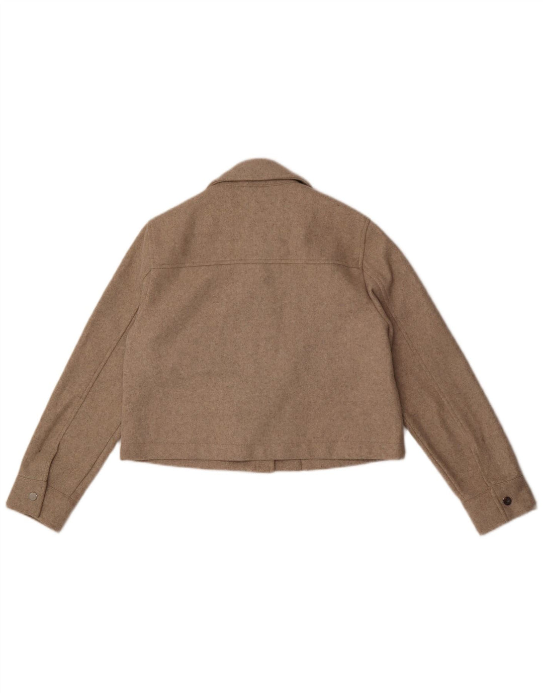 Zara Womens Crop Bomber Jacket UK 10 Small Beige Flecked