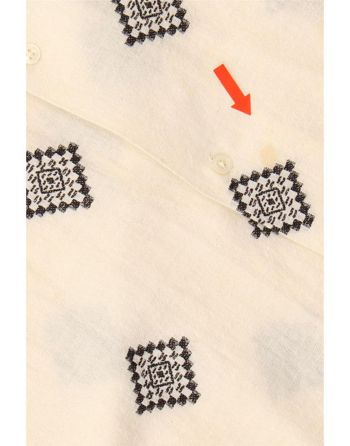 ZARA Mens Short Sleeve Shirt Large Off White Geometric Cotton Vintage Zara and Second-Hand Zara from Messina Hembry 