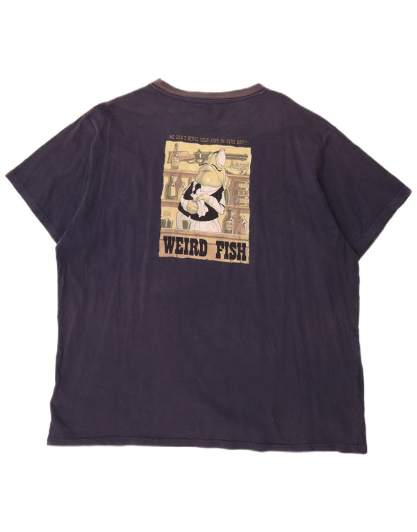 WEIRD FISH Mens Graphic T-Shirt Top 3XL Navy Blue Cotton