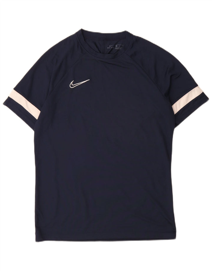 Nike Mens Dri Fit T-Shirt Top Large Navy Blue Colourblock