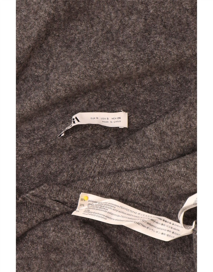 Zara Womens Oversized Shawl Neck Jumper Sweater UK 10 Small Grey Polyester