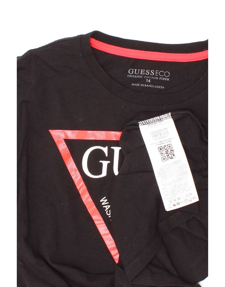 Guess Boys Graphic Top Long Sleeve 13-14 Years Black Cotton