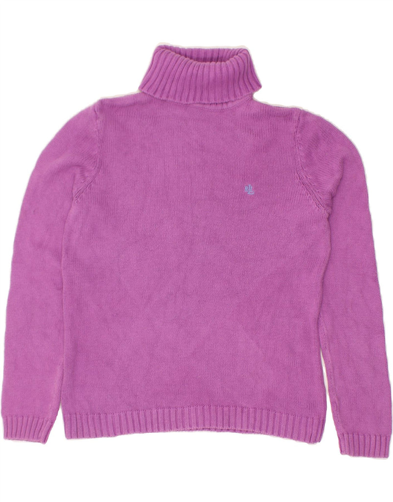 RALPH LAUREN Womens Roll Neck Jumper Sweater UK 14 Medium Pink Cotton | Vintage Ralph Lauren | Thrift | Second-Hand Ralph Lauren | Used Clothing | Messina Hembry 