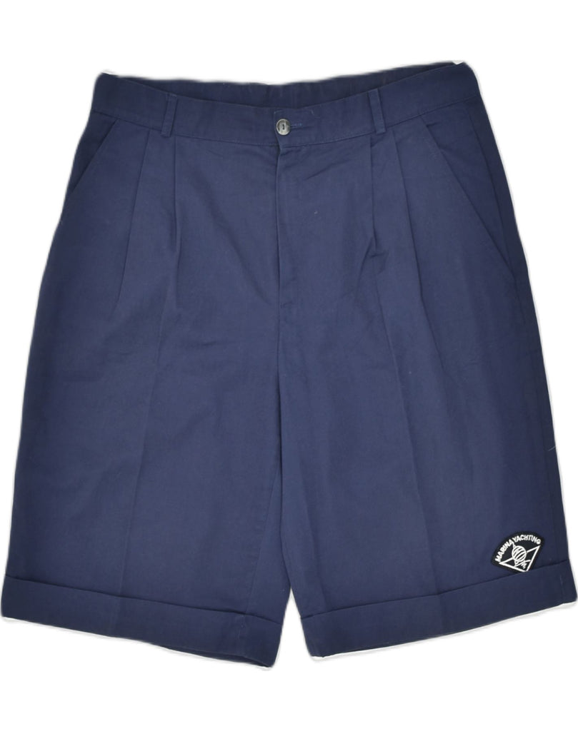 MARINA YACHTING Mens Pegged Chino Shorts W32 Medium Navy Blue Polyester | Vintage | Thrift | Second-Hand | Used Clothing | Messina Hembry 