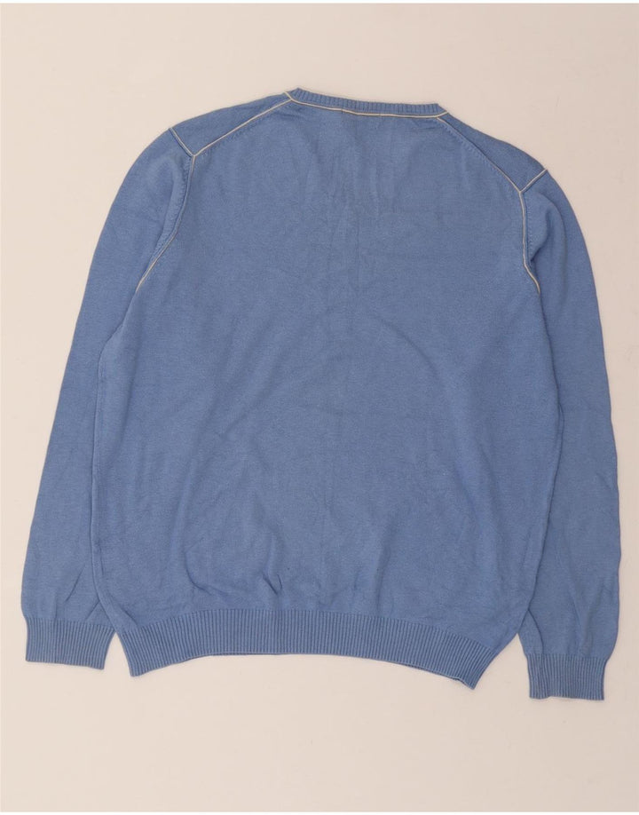 MASSIMO DUTTI Womens V-Neck Jumper Sweater UK 16 Large Blue Cotton Vintage Massimo Dutti and Second-Hand Massimo Dutti from Messina Hembry 