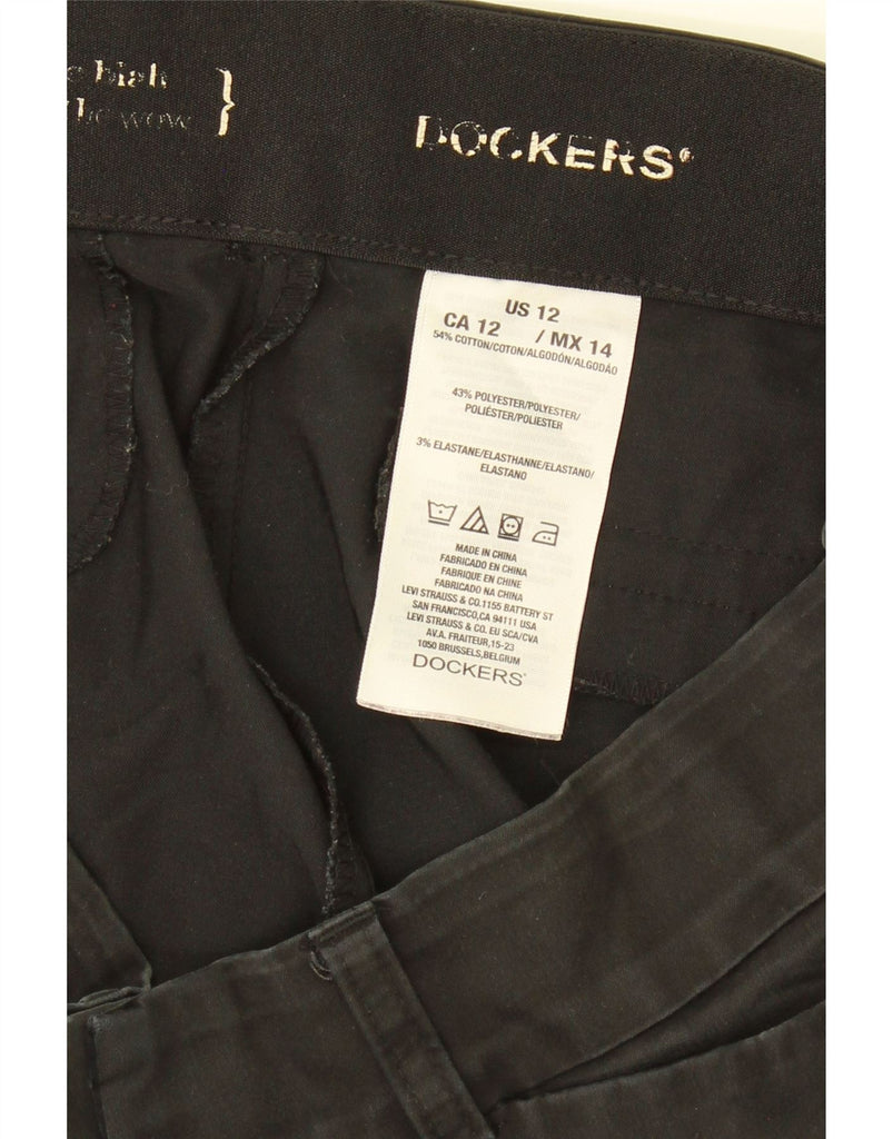 DOCKERS Womens Straight Capri Trousers US 12 Large W34 L20 Black Polyester Vintage Dockers and Second-Hand Dockers from Messina Hembry 