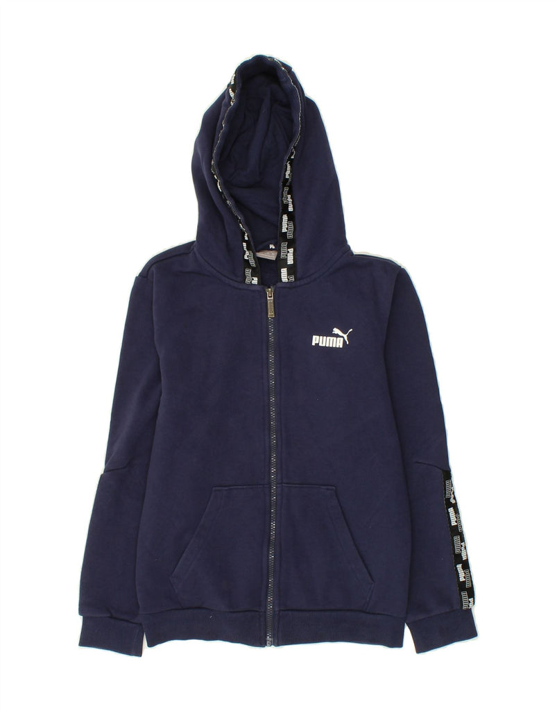 PUMA Boys Graphic Zip Hoodie Sweater 11-12 Years Navy Blue Cotton | Vintage Puma | Thrift | Second-Hand Puma | Used Clothing | Messina Hembry 