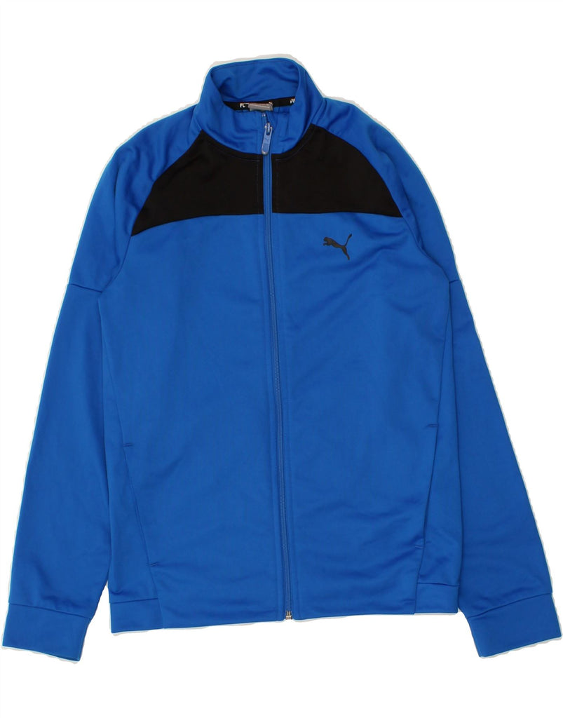 PUMA Boys Graphic Tracksuit Top Jacket 13-14 Years Blue Colourblock | Vintage Puma | Thrift | Second-Hand Puma | Used Clothing | Messina Hembry 