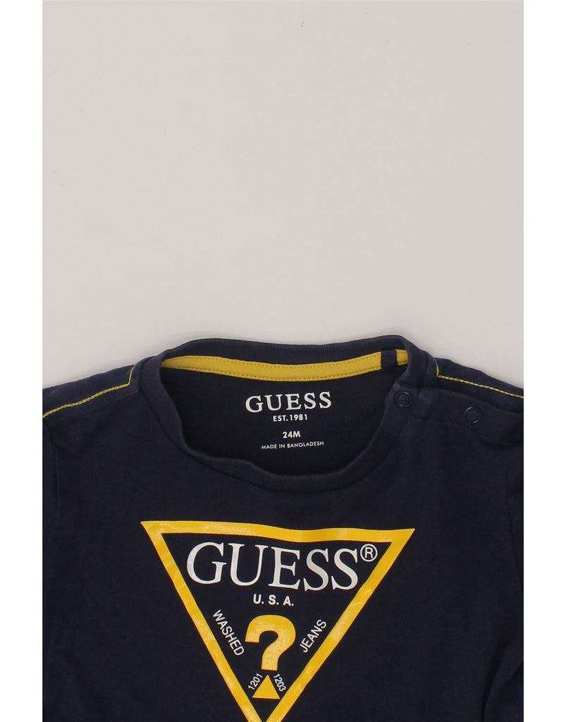 GUESS Baby Boys Graphic Top Long Sleeve 18-24 Months Navy Blue Cotton Vintage Guess and Second-Hand Guess from Messina Hembry 