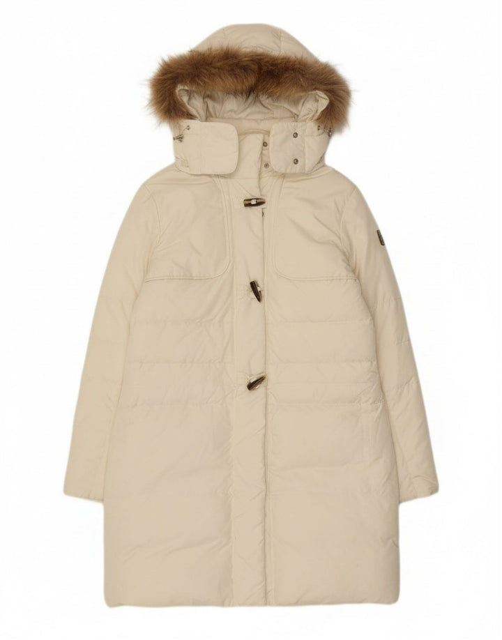 Diadora Womens Hooded Padded Coat UK 14 Medium Off White Polyester