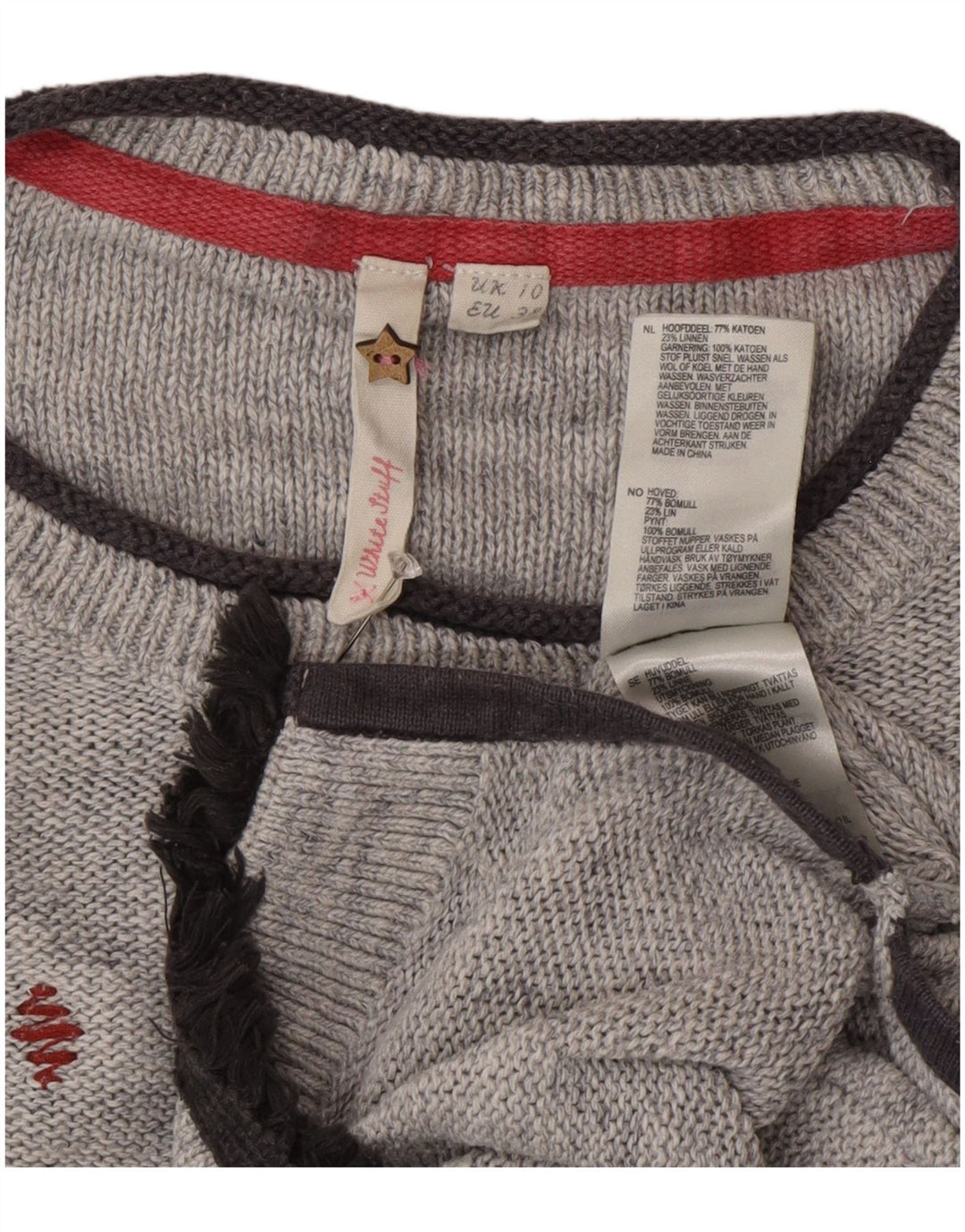 White Stuff Womens Longline Boat Neck Jumper Sweater UK 10 Small Grey