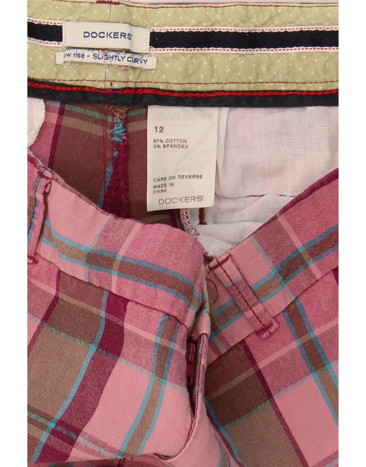 DOCKERS Womens Slightly Curvy Chino Shorts US 12 Large W34  Pink Check Vintage Dockers and Second-Hand Dockers from Messina Hembry 