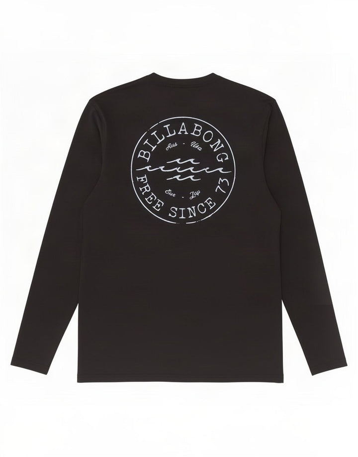 Billabong Mens Loose Fit Graphic Top Long Sleeve Large Black Polyester