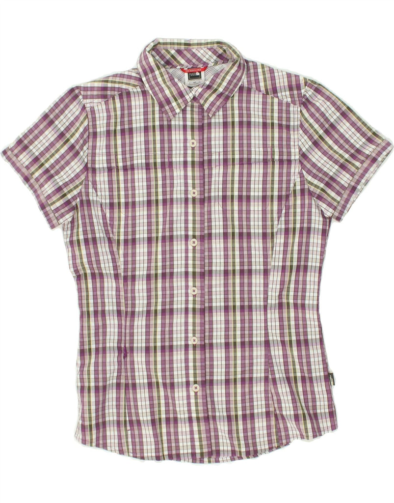 THE NORTH FACE Womens Short Sleeve Shirt UK 10 Small Purple Check Nylon | Vintage The North Face | Thrift | Second-Hand The North Face | Used Clothing | Messina Hembry 