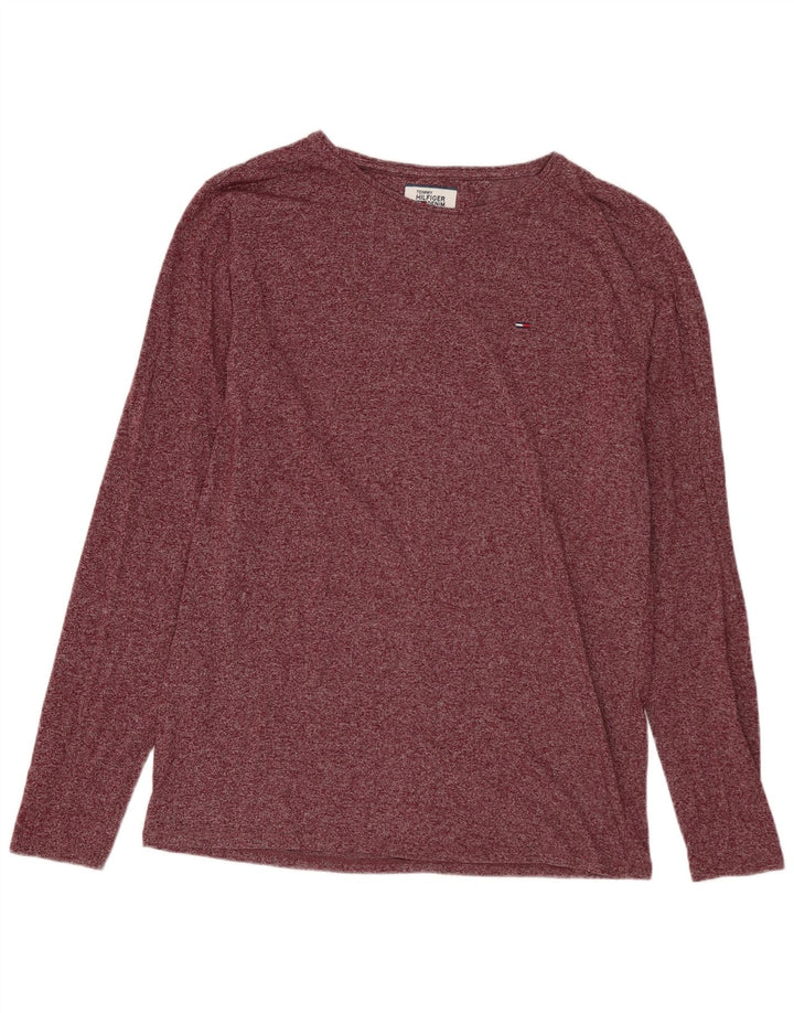 TOMMY HILFIGER Mens Top Long Sleeve Medium Burgundy Flecked