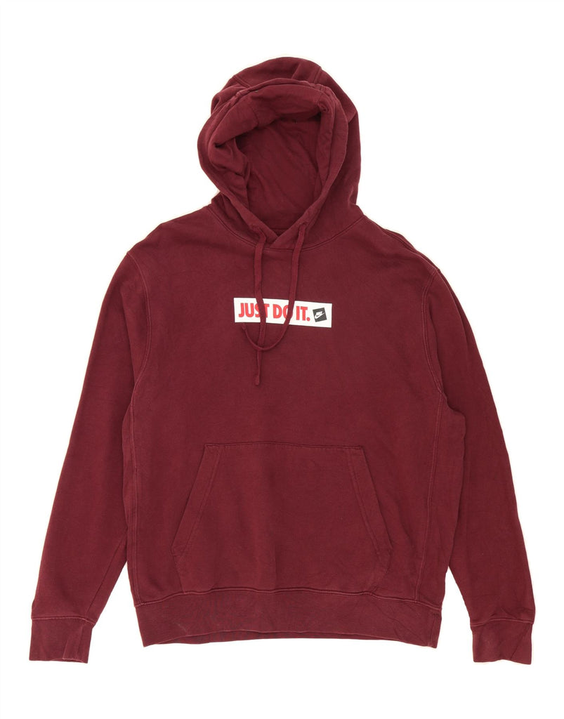 NIKE Mens Graphic Hoodie Jumper Medium Burgundy Cotton Vintage Nike and Second-Hand Nike from Messina Hembry 