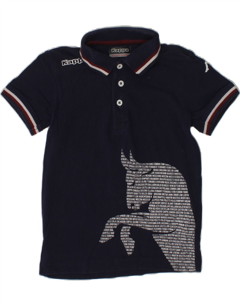 KAPPA Boys Graphic Polo Shirt 7-8 Years Navy Blue Cotton | Vintage Kappa | Thrift | Second-Hand Kappa | Used Clothing | Messina Hembry 