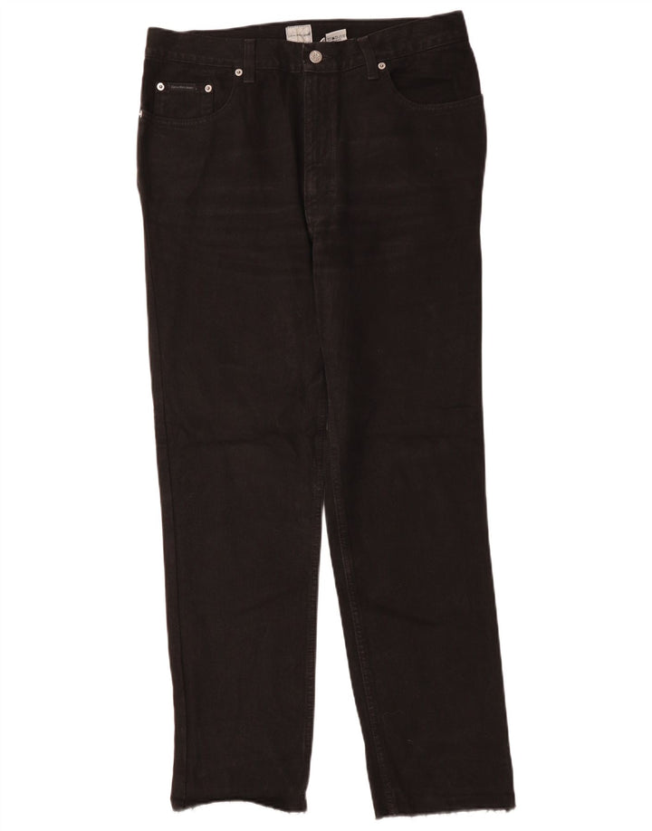 CALVIN KLEIN Mens Straight Jeans W32 L30 Black Cotton
