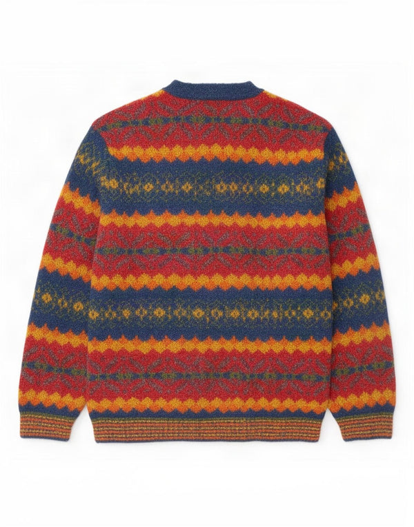 Foxhound Mens V-Neck Jumper Sweater Size 3 Medium Multicoloured Fair Isle