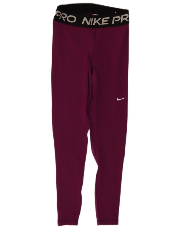 Nike Womens Dri Fit Graphic Leggings UK 8 Small Purple Colourblock