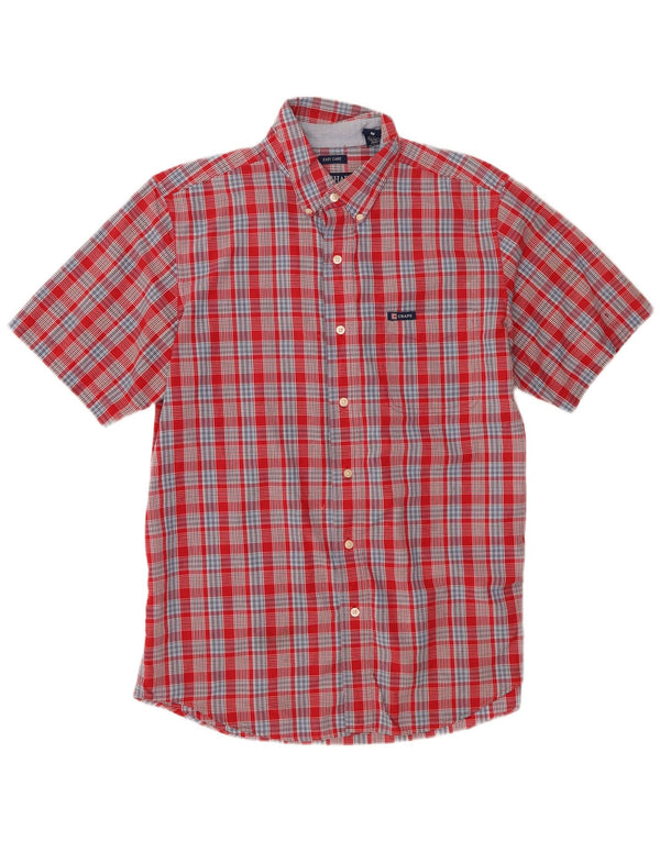 Chaps Mens Short Sleeve Shirt Medium Red Check Cotton