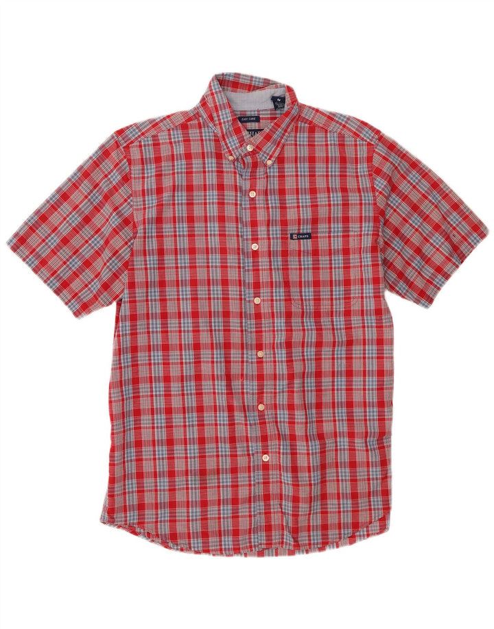 Chaps Mens Short Sleeve Shirt Medium Red Check Cotton