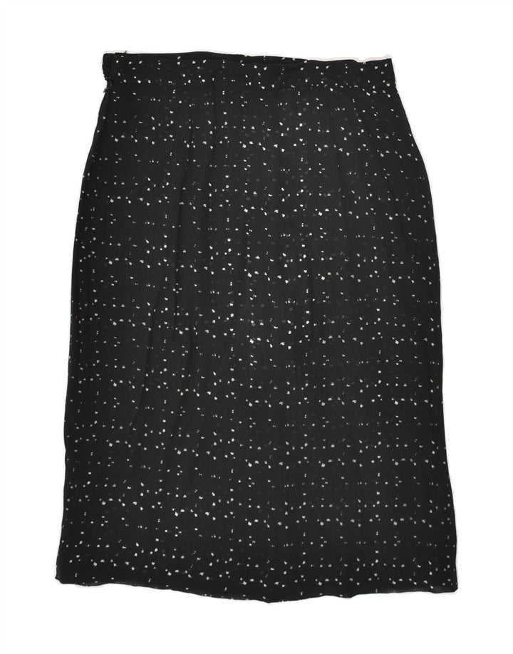 MOSCHINO Womens Midi Skirt UK 10 Small W28 Black Spotted Rayon | Vintage Moschino | Thrift | Second-Hand Moschino | Used Clothing | Messina Hembry 