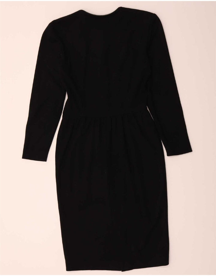 Trussardi Womens Long Sleeve Sheath Dress IT 42 Medium Black