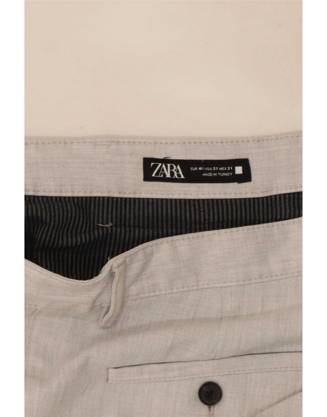 Zara Mens Slim Chino Trousers EU 40 Medium W31 L28 Grey