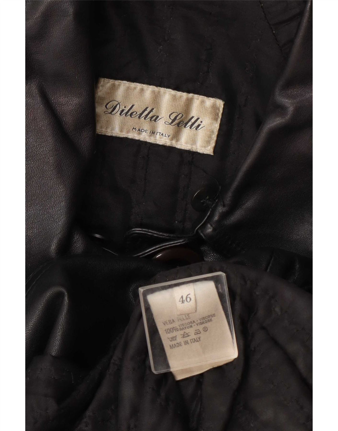Diletta Lelli Womens Leather Coat IT 46 Large Black